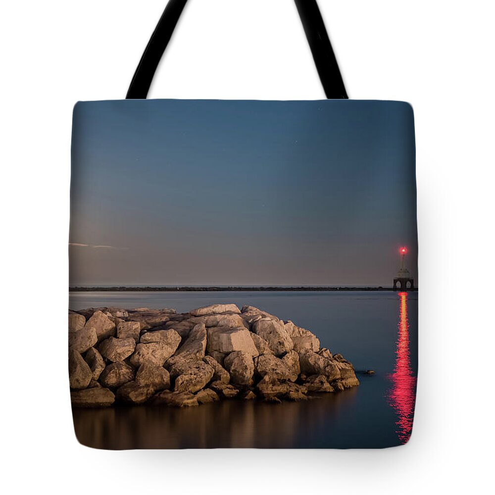 Long Exposure Tote Bag featuring the photograph Full Moon in Port by James Meyer
