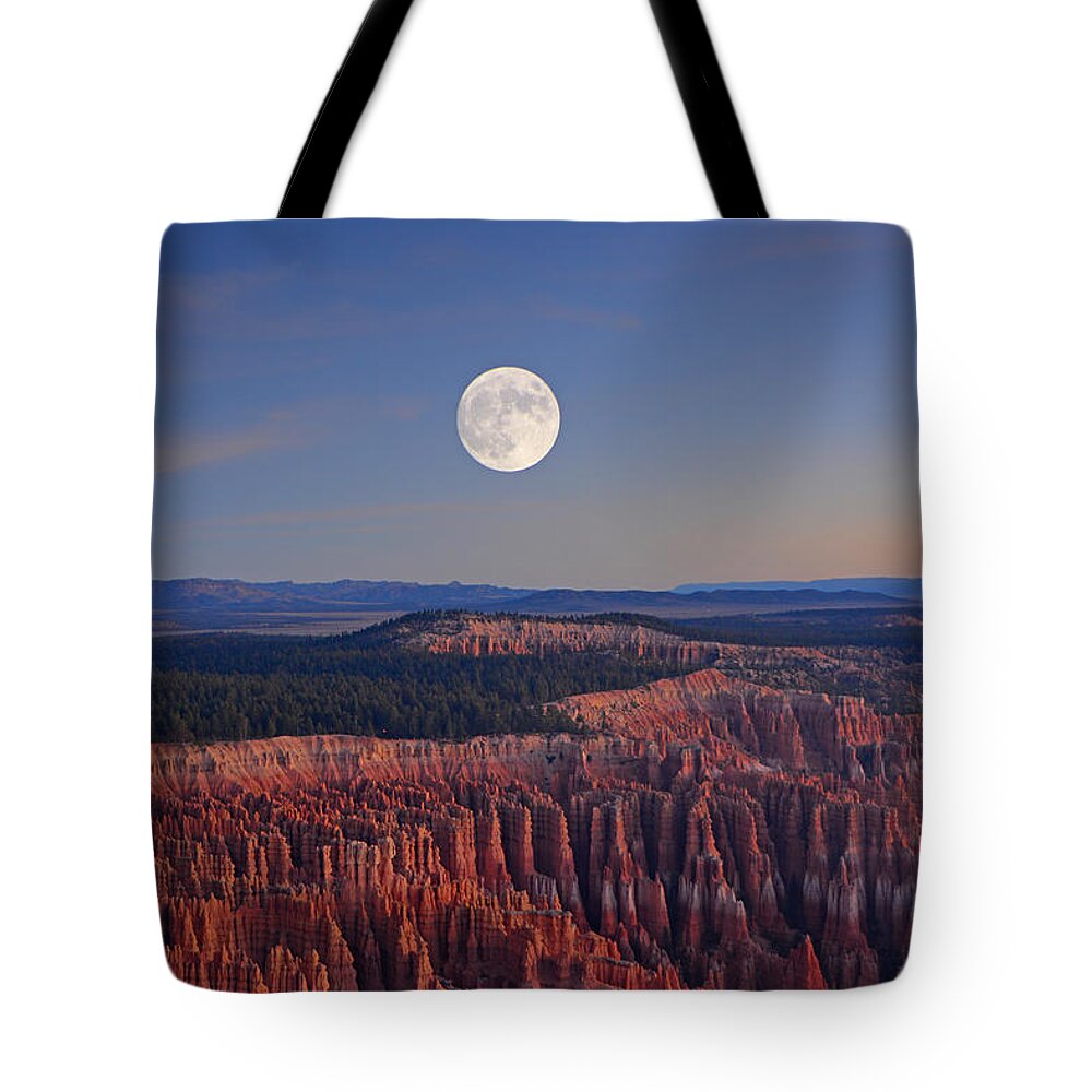 Full Moon Over Bryce Canyon Tote Bag featuring the photograph Full Moon over Bryce Canyon by Raymond Salani III