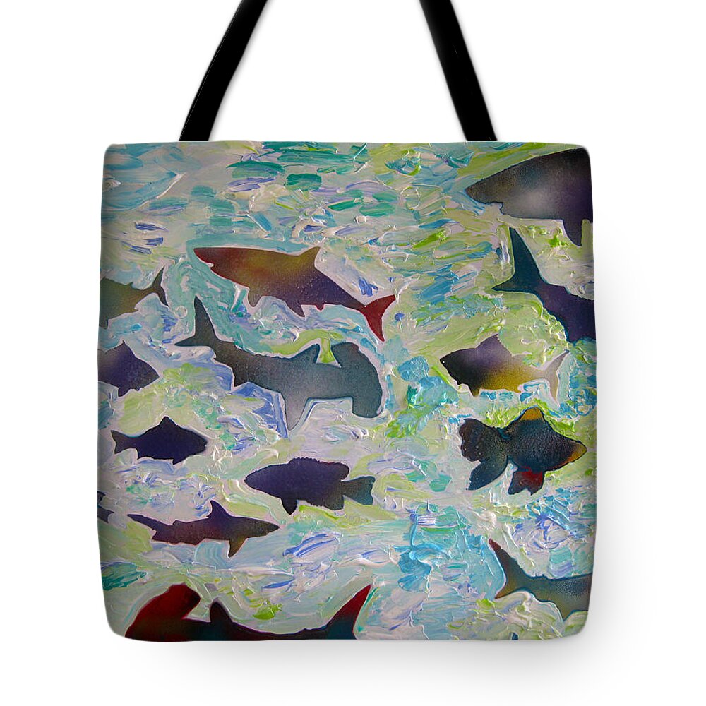 Fish Tote Bag featuring the painting Fun In The Water by Robert Margetts