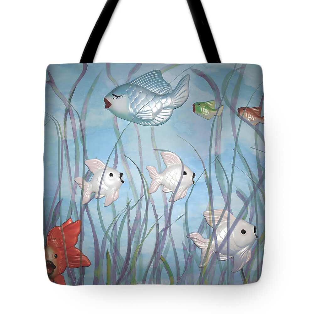 Fish Tote Bag featuring the photograph Fun With Chalkware Fish by Denise Beverly