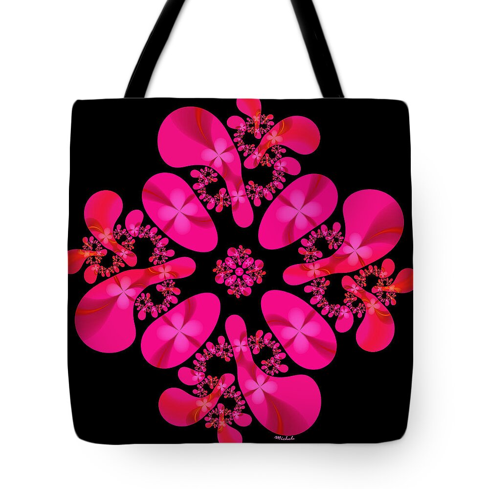 Abstract Tote Bag featuring the digital art Fuschia Frenzy by Michele A Loftus