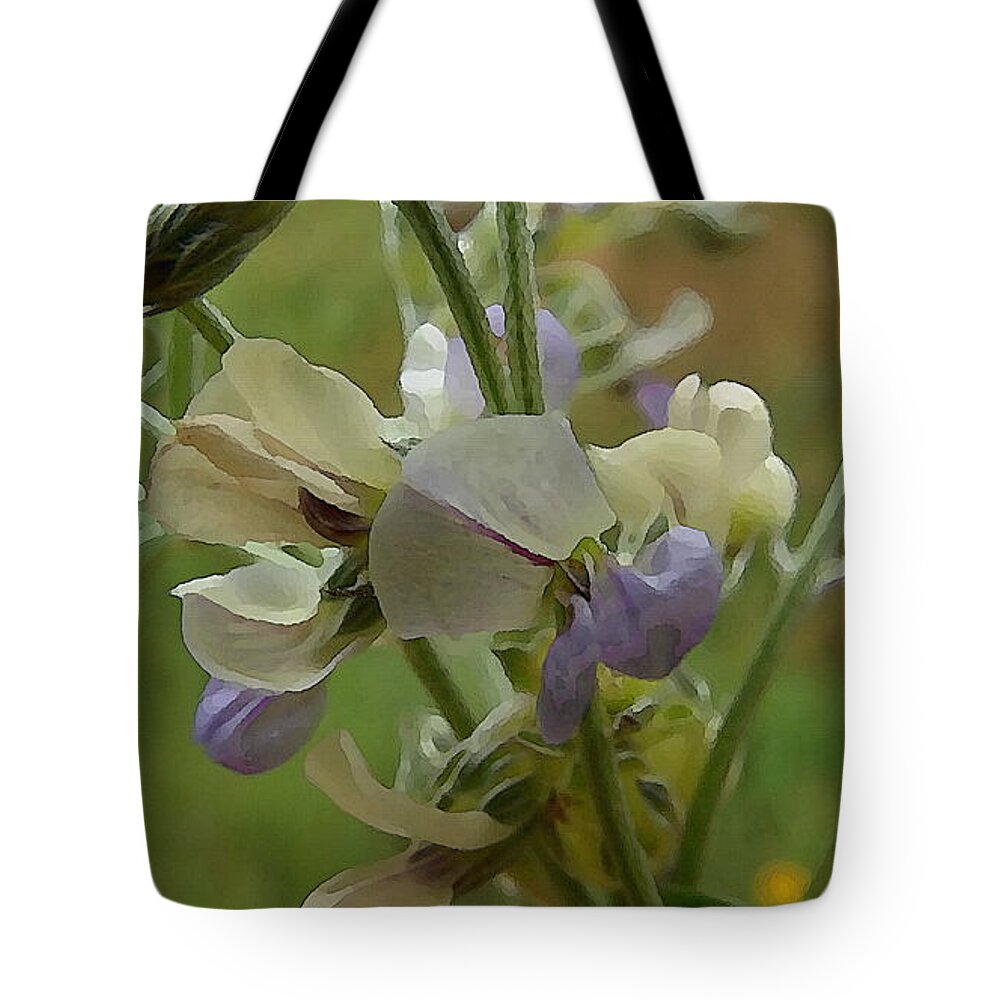Botanical Tote Bag featuring the mixed media Fuzzy Lavender Bush Clover by Shelli Fitzpatrick