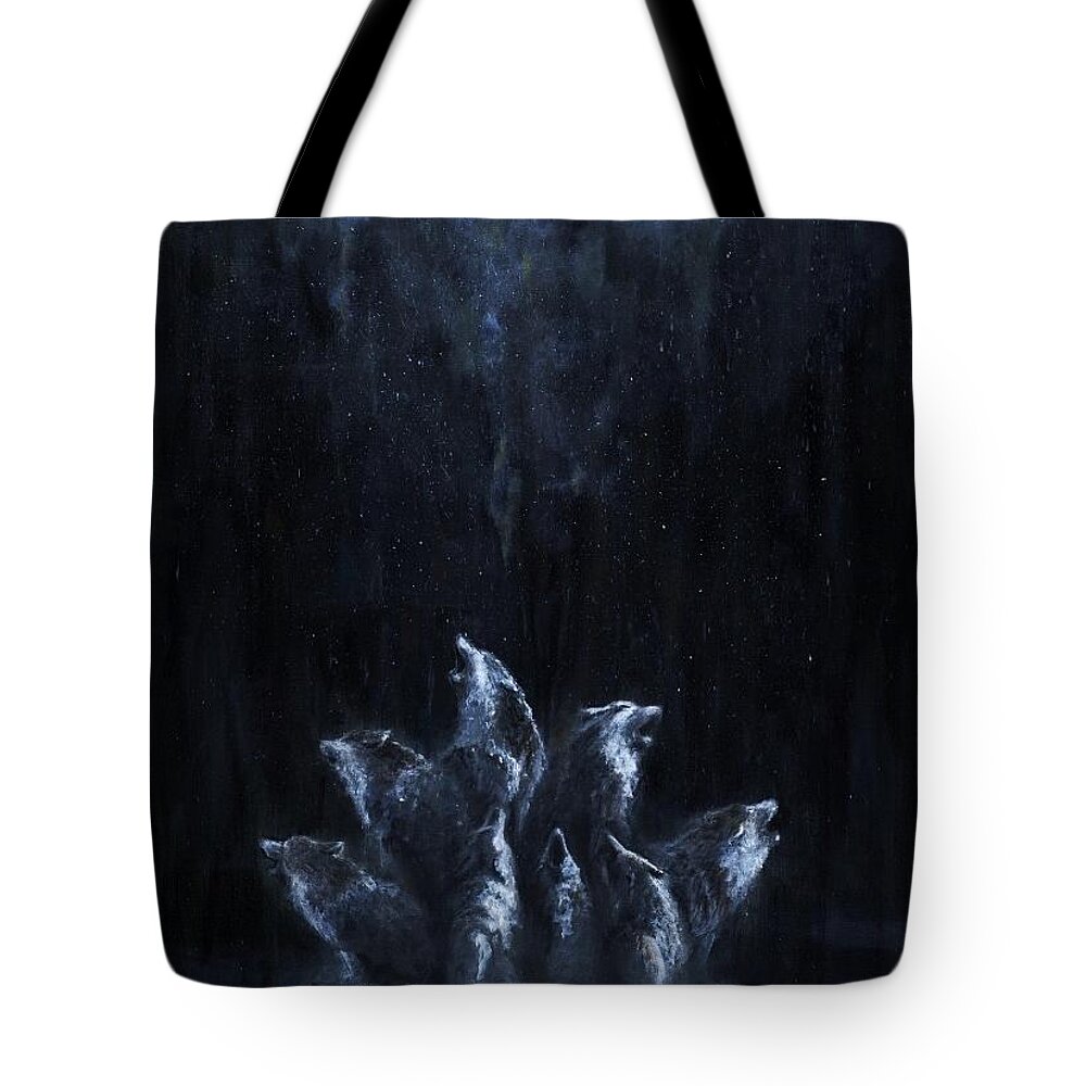 Wolves Tote Bag featuring the painting Gaia's Chorus by Patricia Kanzler