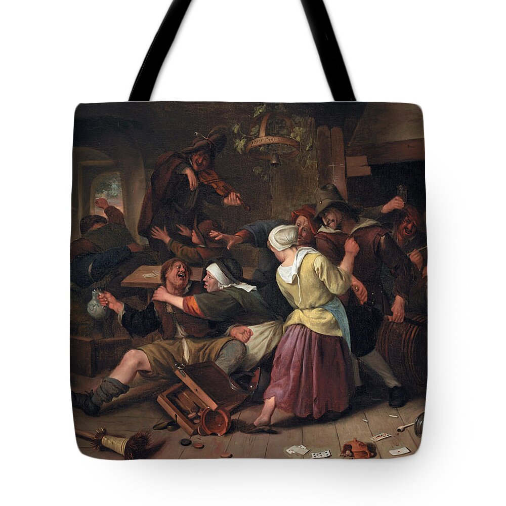 Jan Steen Tote Bag featuring the painting Gamblers quarreling by Jan Steen