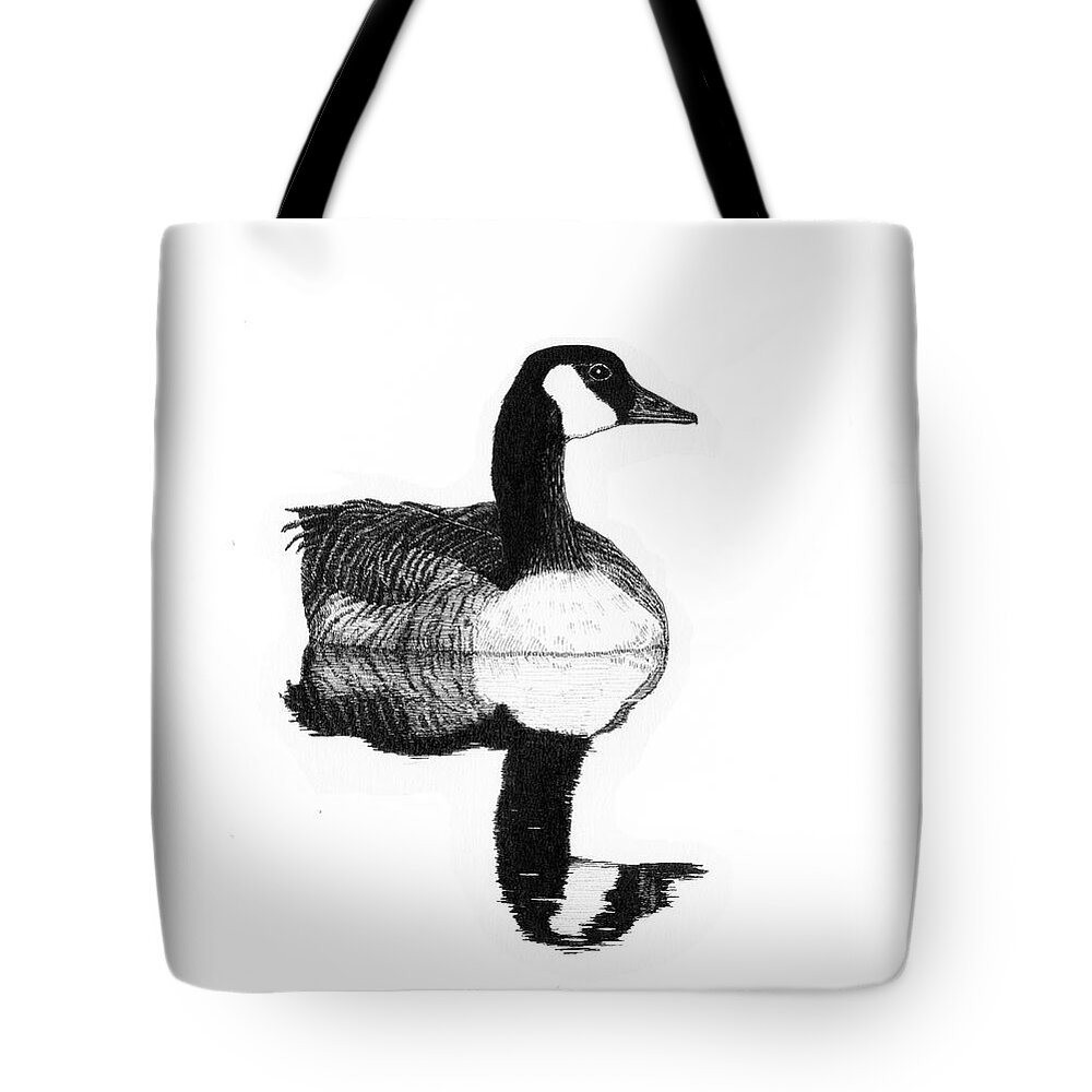 Canada Goose Tote Bag featuring the drawing Gander by Timothy Livingston