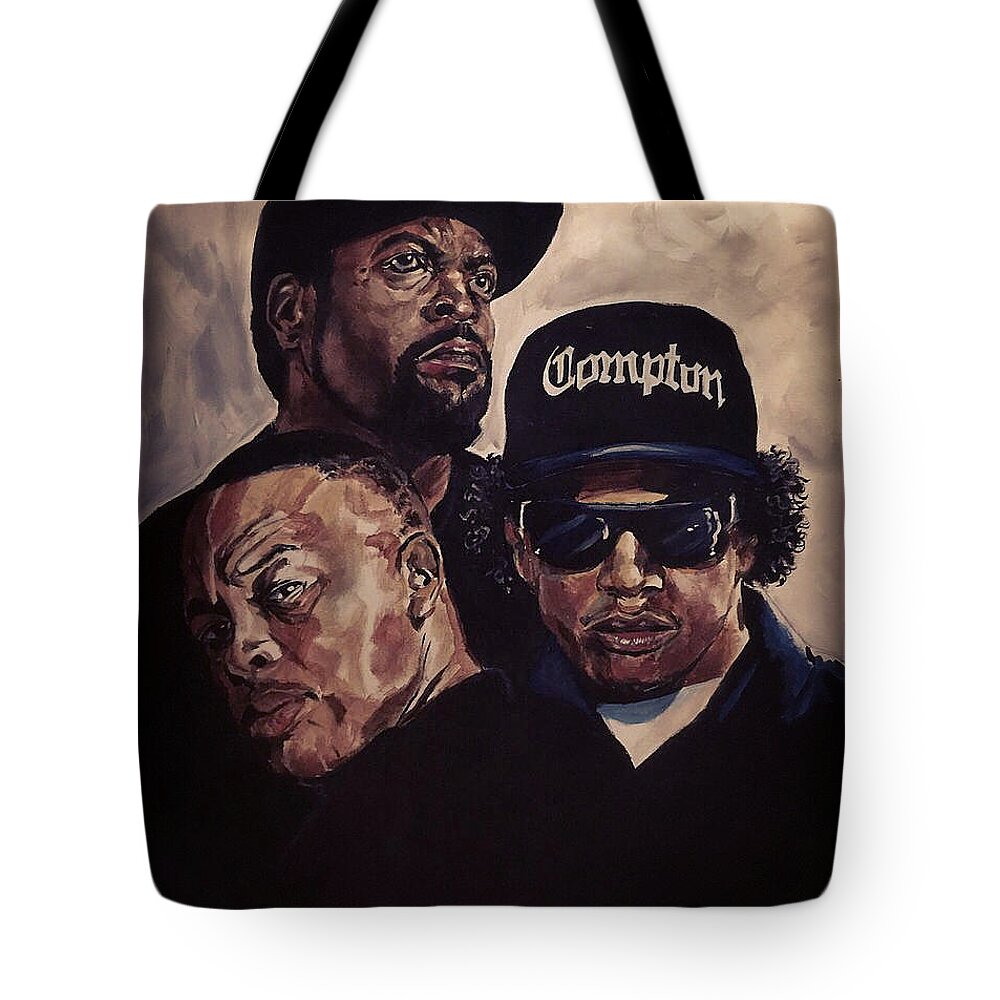 Portrait Tote Bag featuring the painting Gangsta Trinity by Joel Tesch