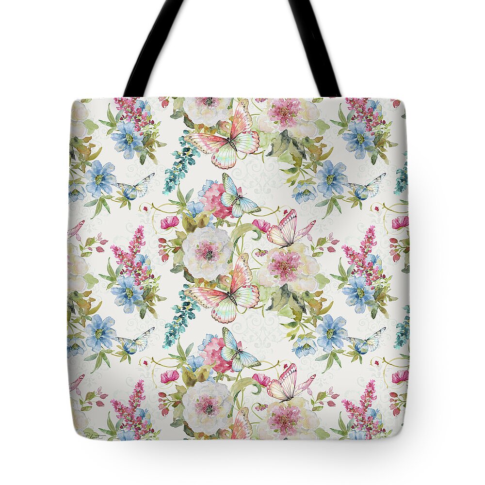 Floral Tote Bag featuring the painting Garden Bliss-JP3976 by Jean Plout