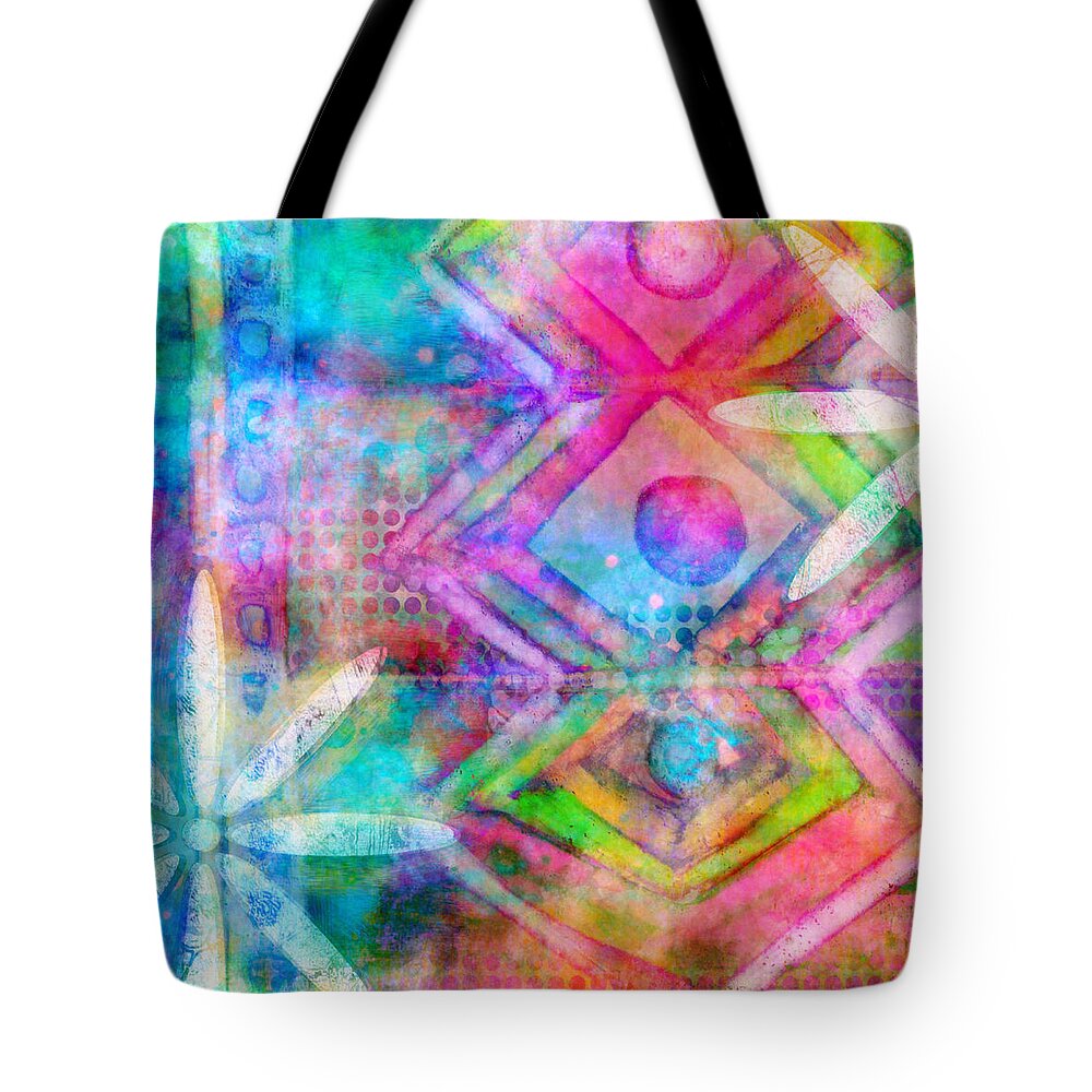 Abstract Tote Bag featuring the painting Garden Delight by Robin Mead