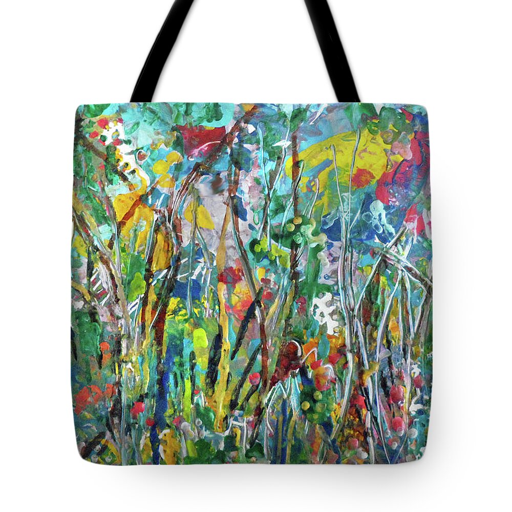 Encaustic Tote Bag featuring the painting Garden Flourish by Jean Batzell Fitzgerald