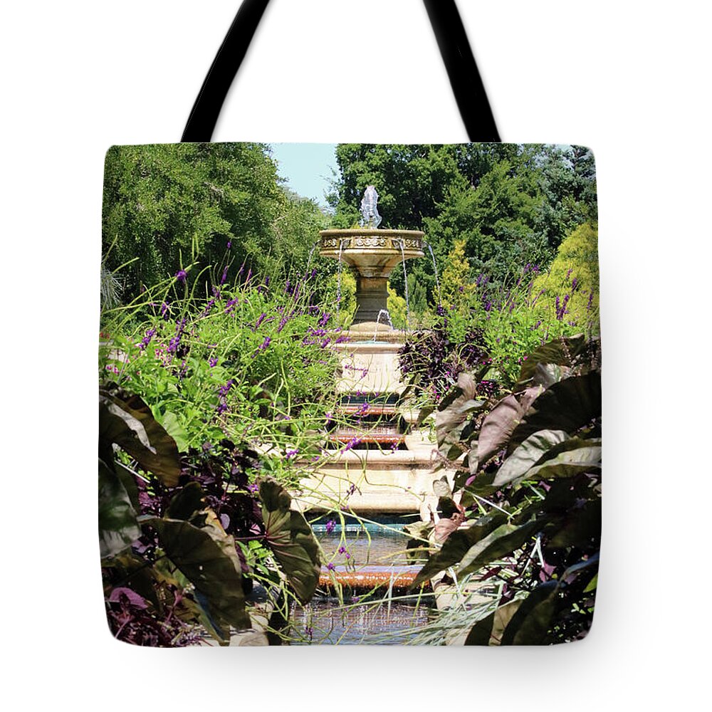 Garden Tote Bag featuring the photograph Garden Fountain by Captain Debbie Ritter