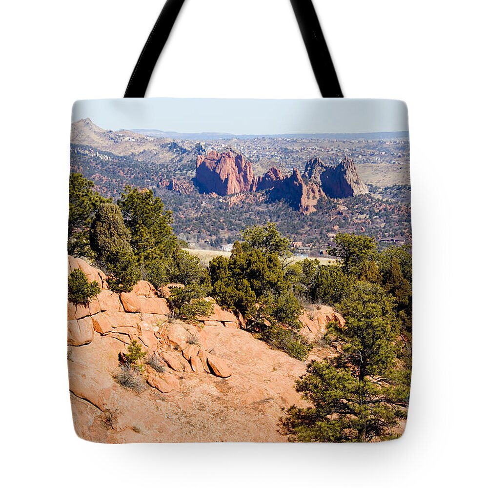 Garden Of The Gods Tote Bag featuring the photograph Garden of the Gods and Springs West Side by Steven Krull