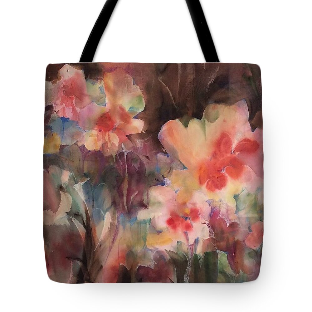 Garden Flowers Tote Bag featuring the painting Garden Parade by Karen Ann Patton