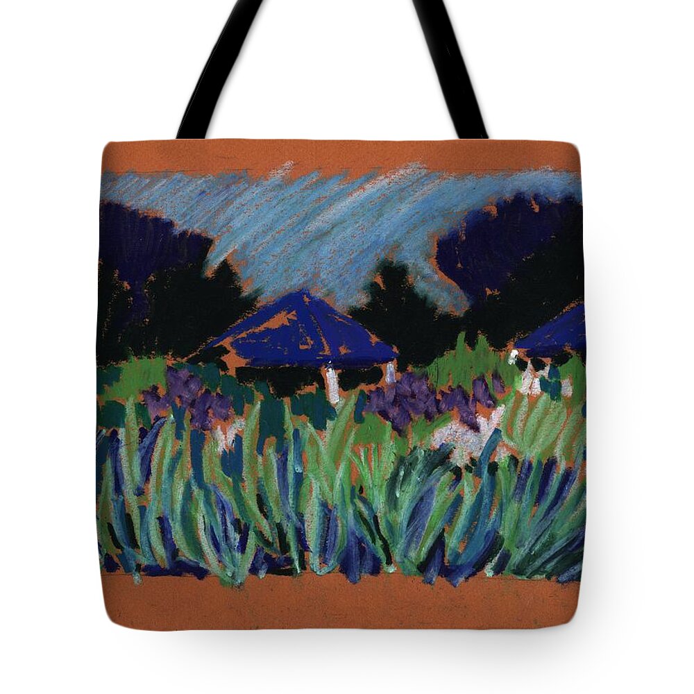 Iris Tote Bag featuring the pastel Garden Party by Rodger Ellingson