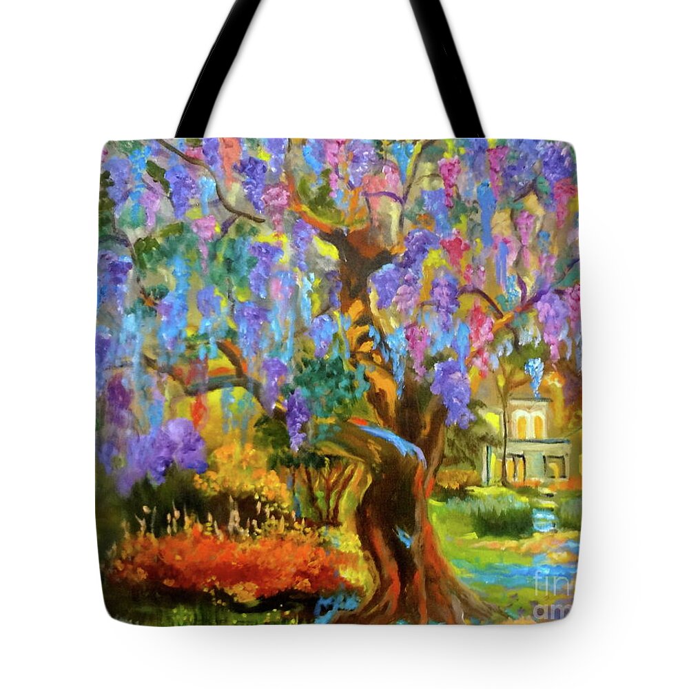 Garden Scene Tote Bag featuring the painting Garden Pathway by Jenny Lee