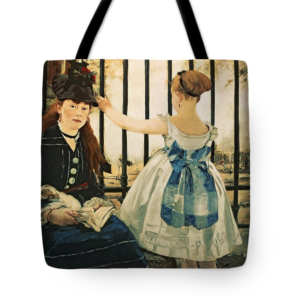 Railings Tote Bag featuring the painting Gare St Lazare by Edouard Manet