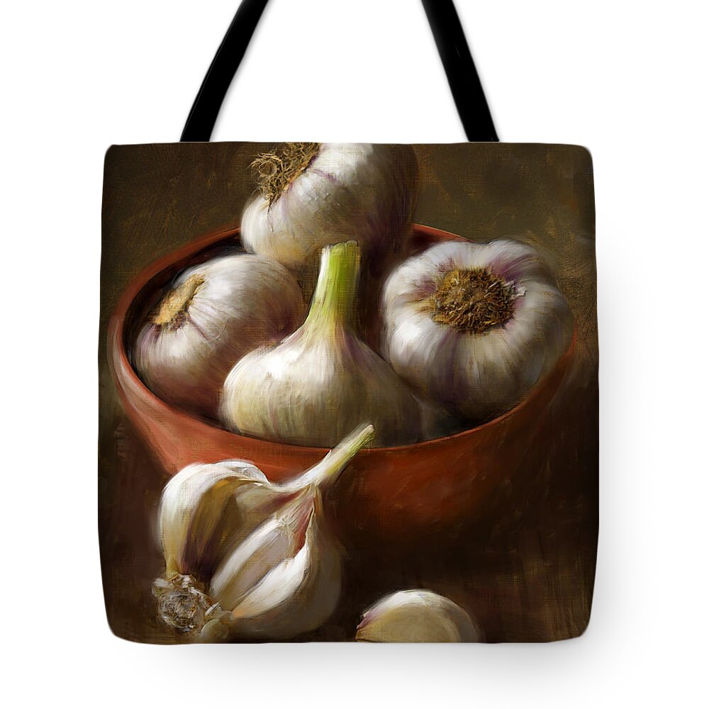 Garlic Tote Bag featuring the painting Garlic by Robert Papp