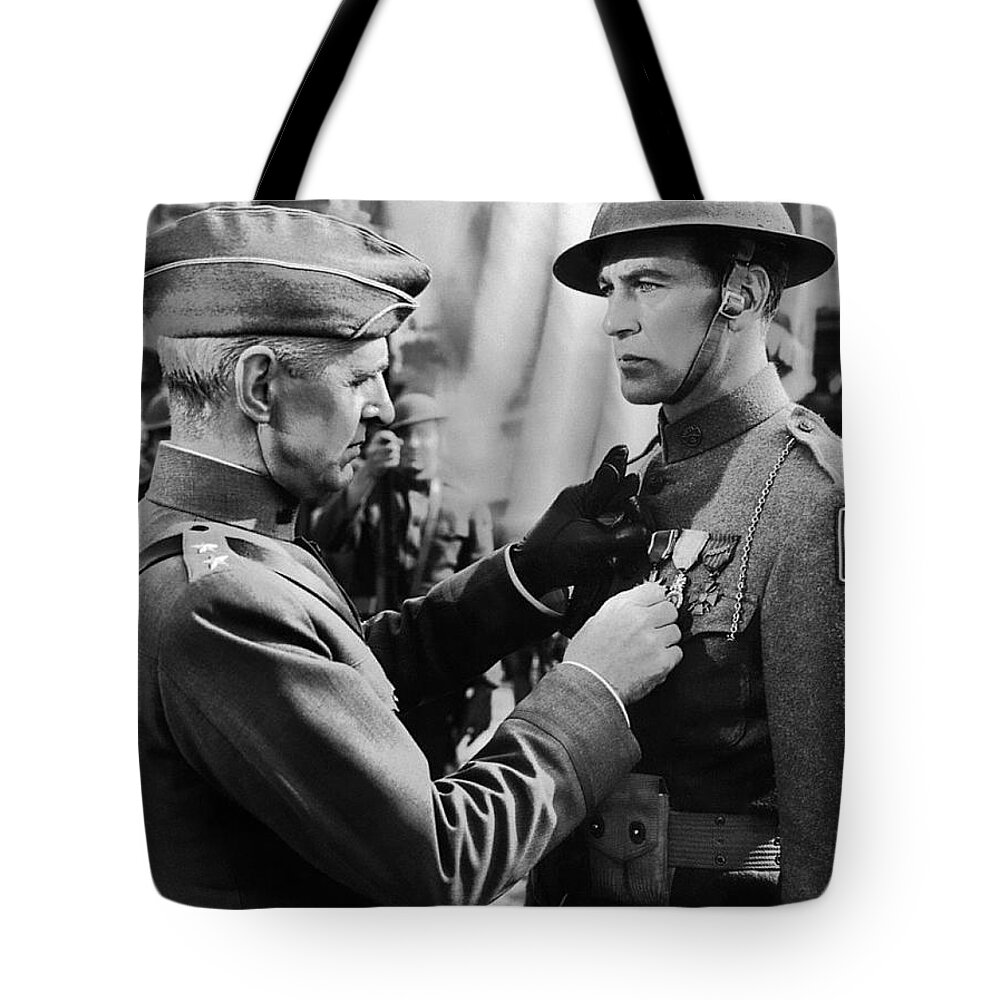 Gary Cooper Getting A Medal Of Honor As Sergeant York 1941 Tote Bag featuring the photograph Gary Cooper getting a Medal of Honor as Sergeant York 1941 by David Lee Guss
