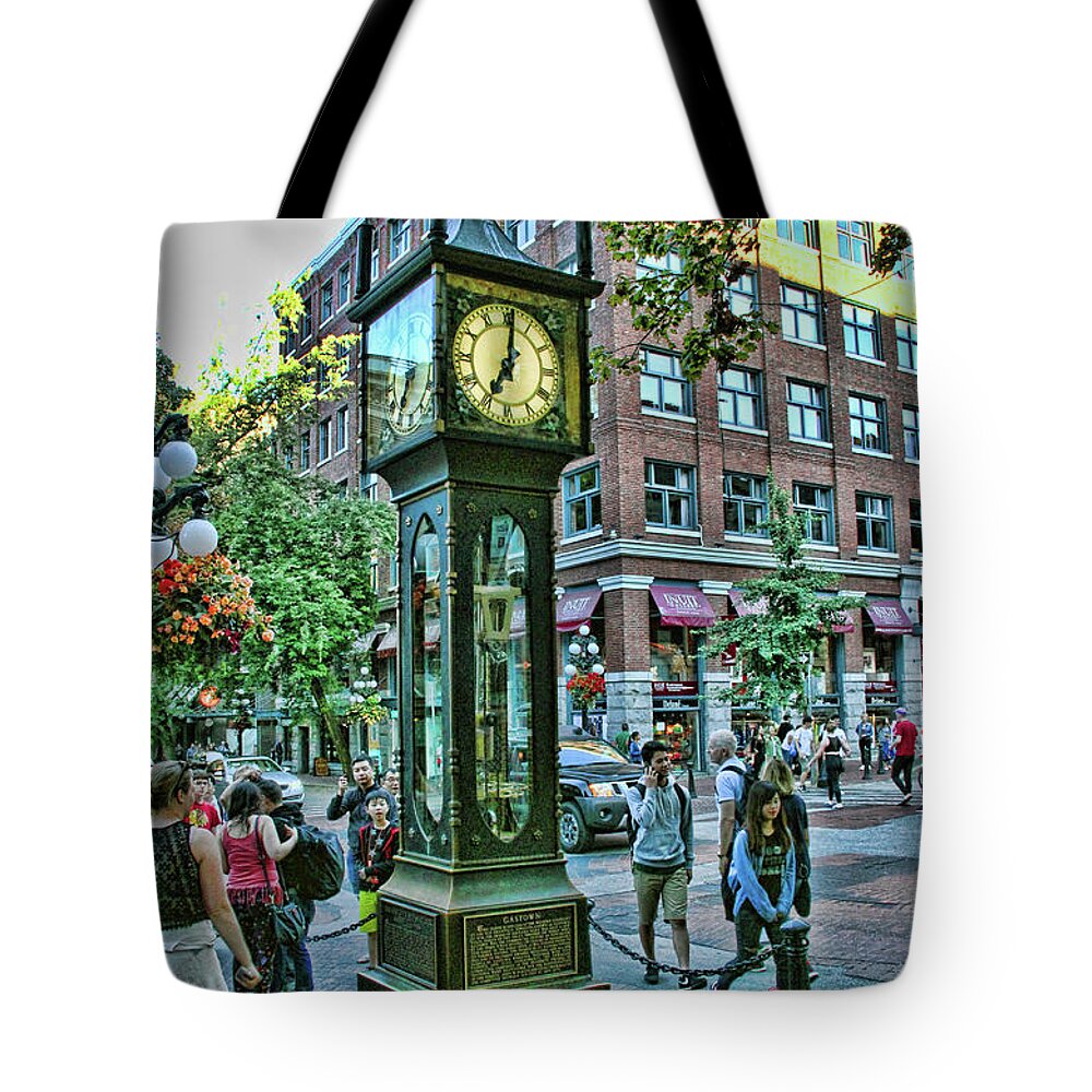 Gastown Tote Bag featuring the photograph Gastown Steam Clock, Vancouver Canada by Ola Allen