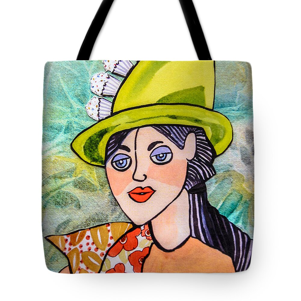 Cupcake Tote Bag featuring the painting Gateau Chapeau by Marilyn Brooks