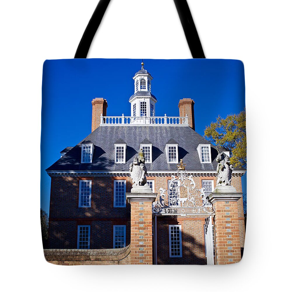 Governor's Palace Tote Bag featuring the photograph Gated Entrance by Rachel Morrison