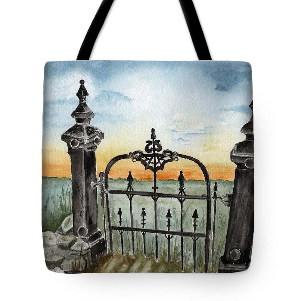 Gate Tote Bag featuring the painting Gateway by Brenda Owen