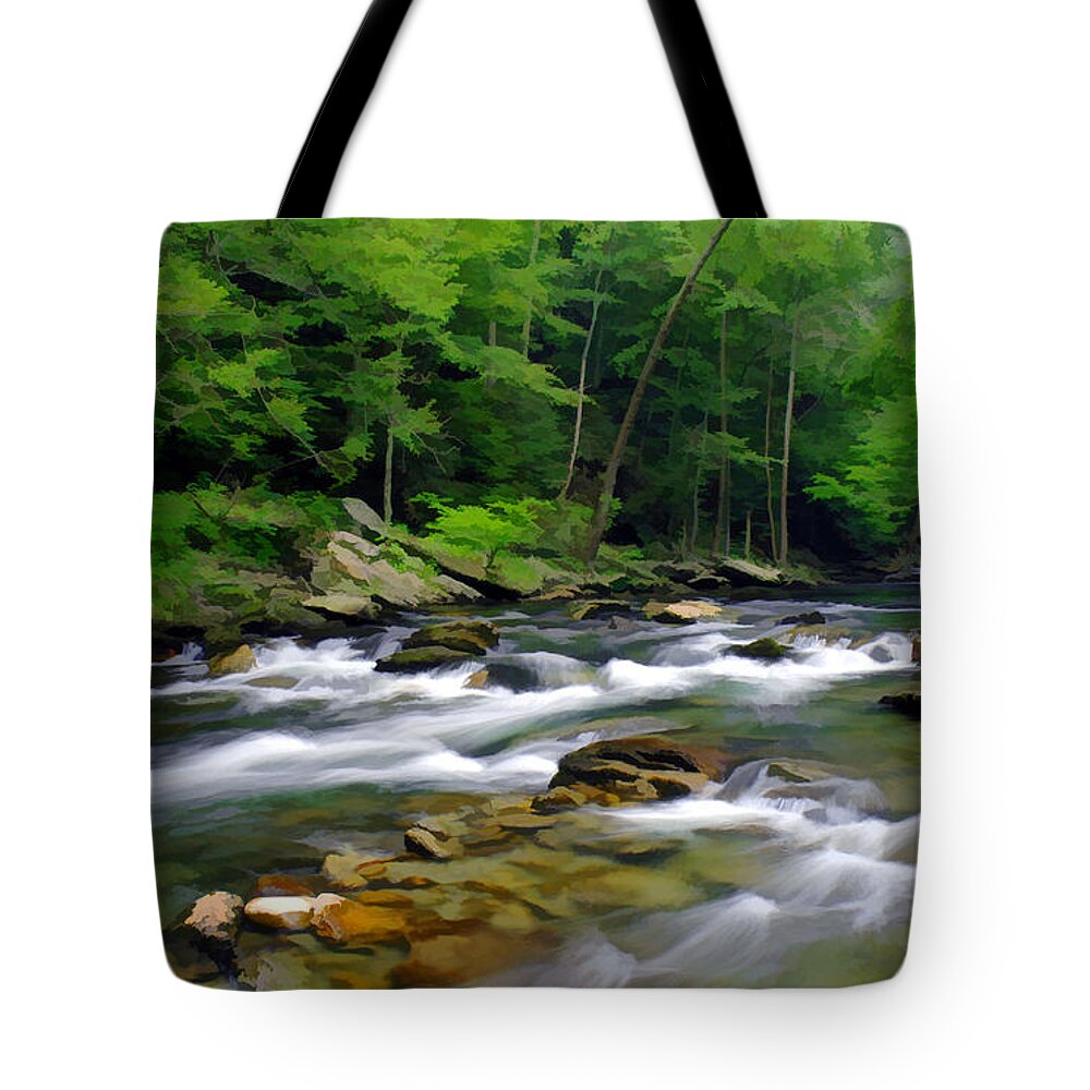 Water Tote Bag featuring the photograph Gatlinburg Stream by Sam Davis Johnson