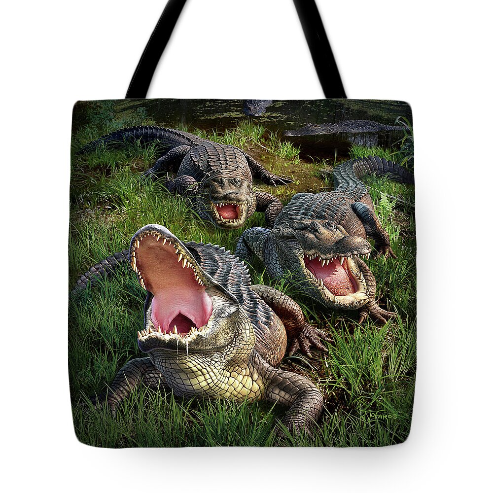 Alligator Tote Bag featuring the digital art Gator Aid by Jerry LoFaro