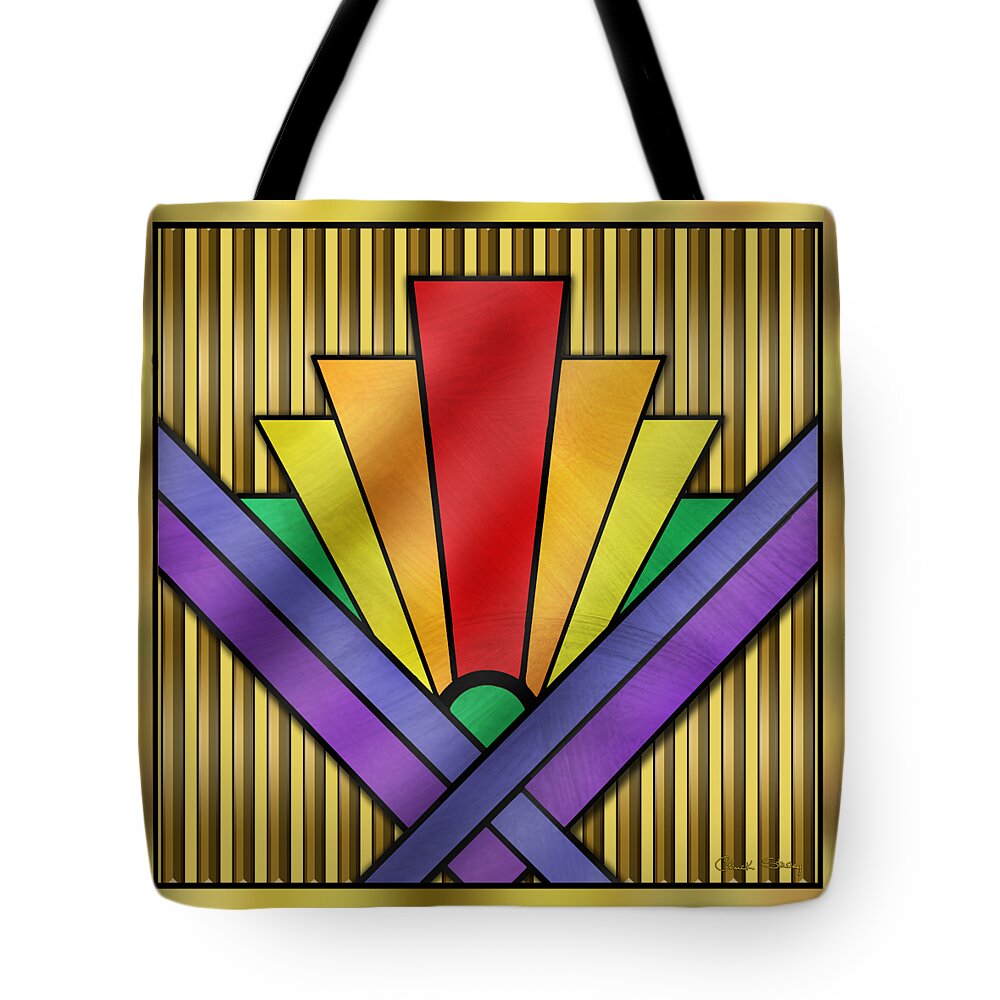 Staley Tote Bag featuring the digital art Rainbow Art Deco by Chuck Staley