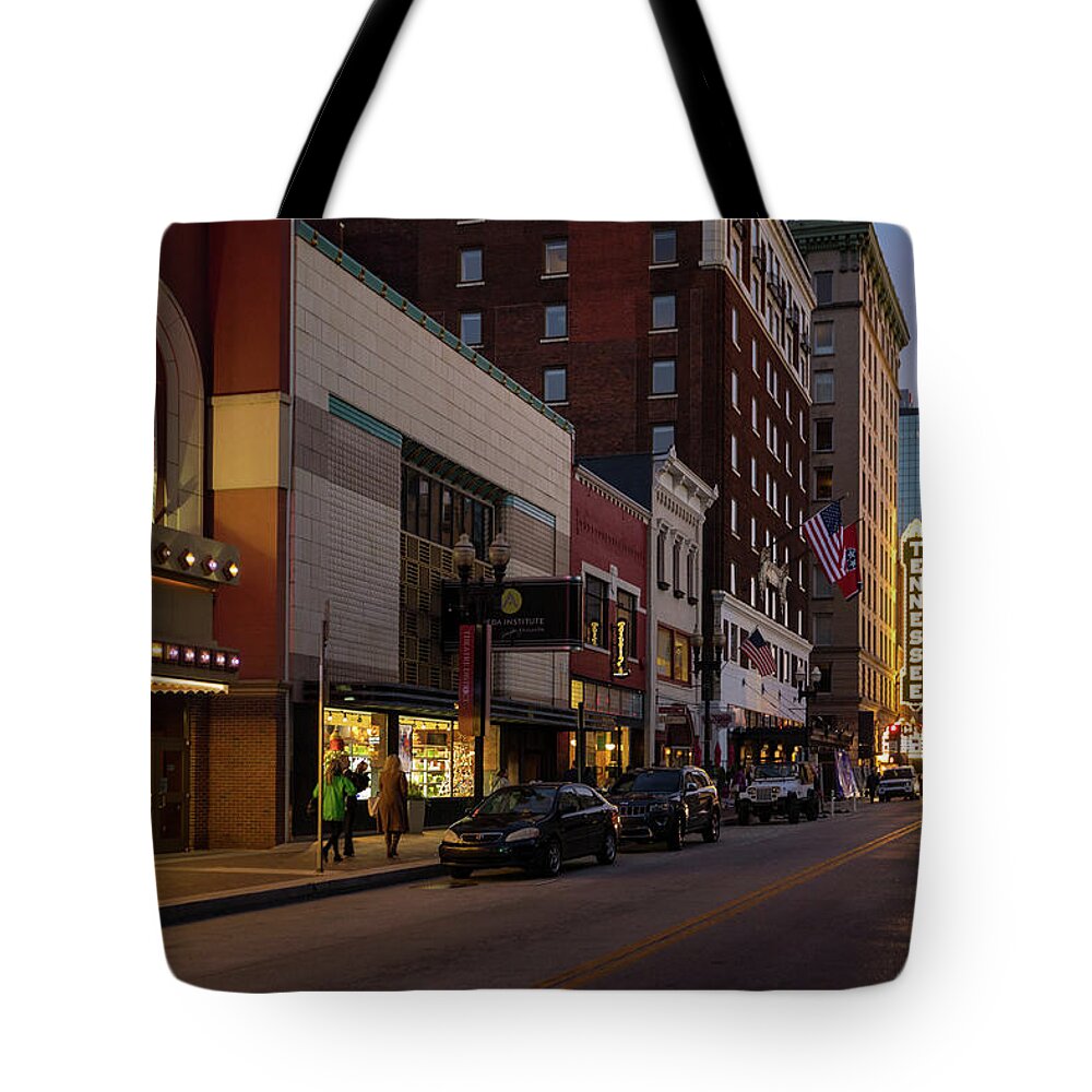 Gay Street Tote Bag featuring the photograph Gay Street by Tim Fitzwater