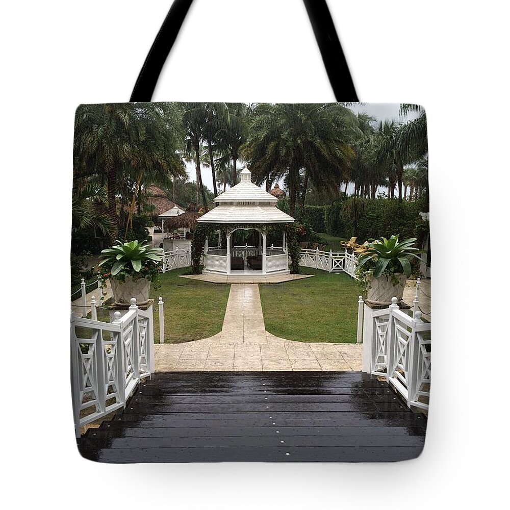 Florida Tote Bag featuring the photograph Gazebo at the Palms by Caroline Stella