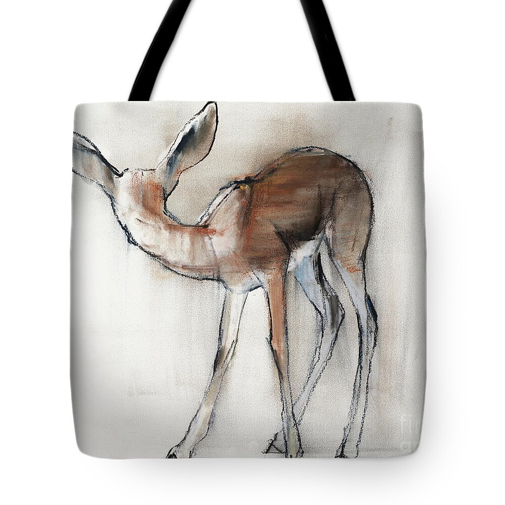 Gazelle Fawn Tote Bag featuring the painting Gazelle Fawn Arabian Gazelle by Mark Adlington
