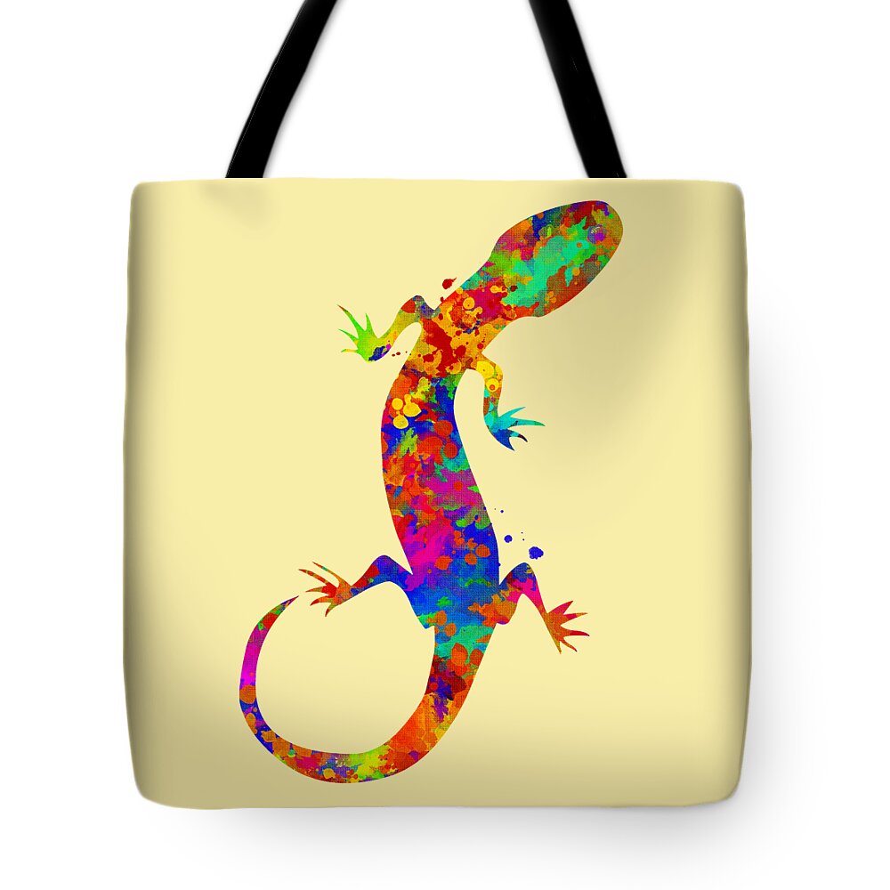 Gecko Tote Bag featuring the mixed media Gecko Watercolor Art by Christina Rollo