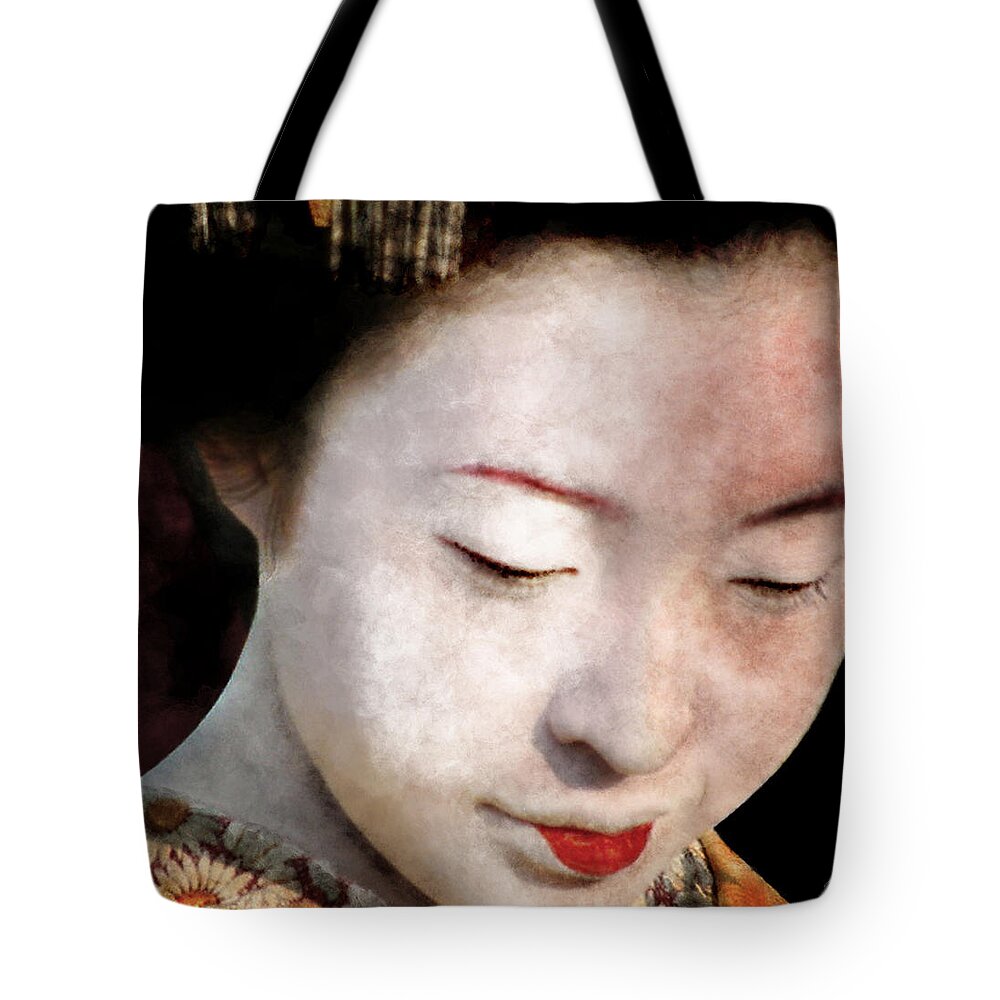 Japanese Tote Bag featuring the photograph Geisha Girl by Pennie McCracken