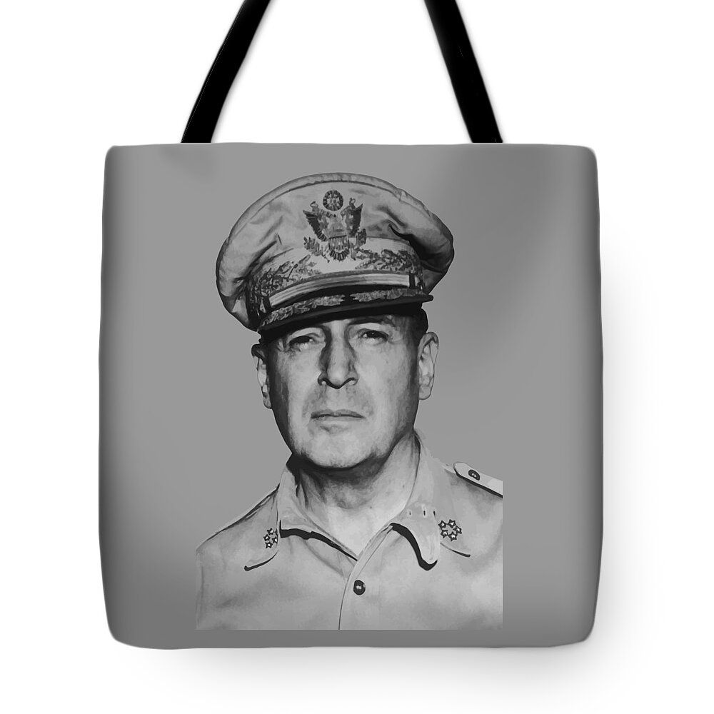 Douglas Macarthur Tote Bag featuring the painting General Douglas MacArthur by War Is Hell Store