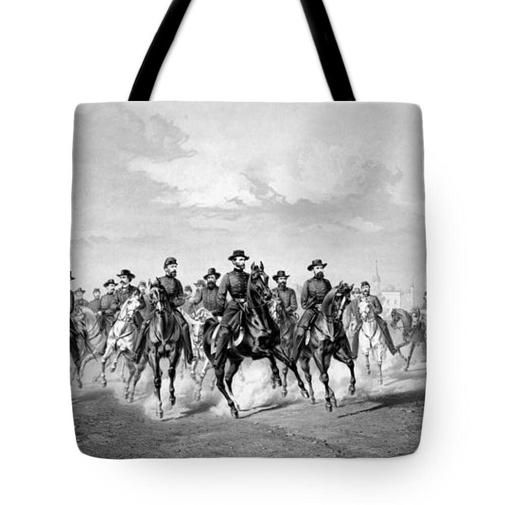 William Sherman Tote Bag featuring the mixed media General Sherman At Savannah by War Is Hell Store