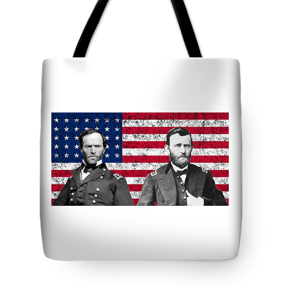 Civil War Tote Bag featuring the painting Generals Sherman and Grant by War Is Hell Store