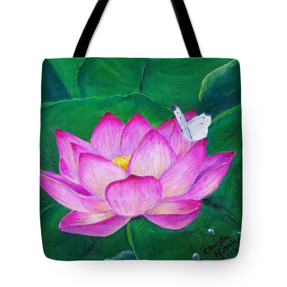 White Butterfly Tote Bag featuring the painting Gentle by Christie Minalga