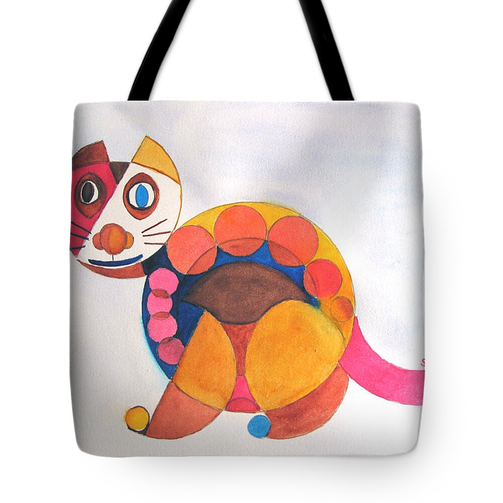 Cat Tote Bag featuring the painting Geometric Cat by Sandy McIntire