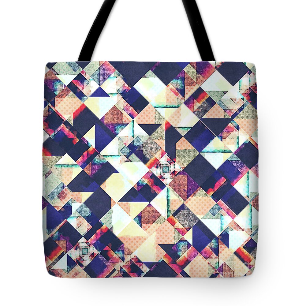 Grunge Tote Bag featuring the digital art Geometric Grunge Pattern by Phil Perkins