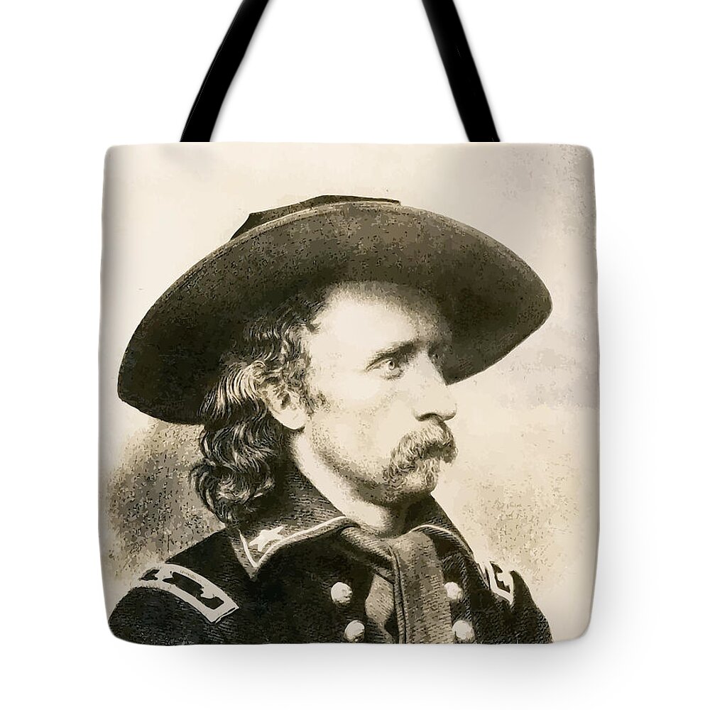 Custer Tote Bag featuring the painting George Armstrong Custer by War Is Hell Store