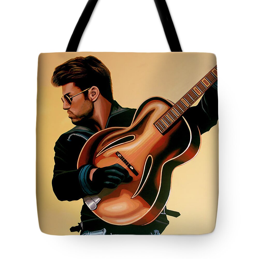 George Michael Tote Bag featuring the painting George Michael Painting by Paul Meijering