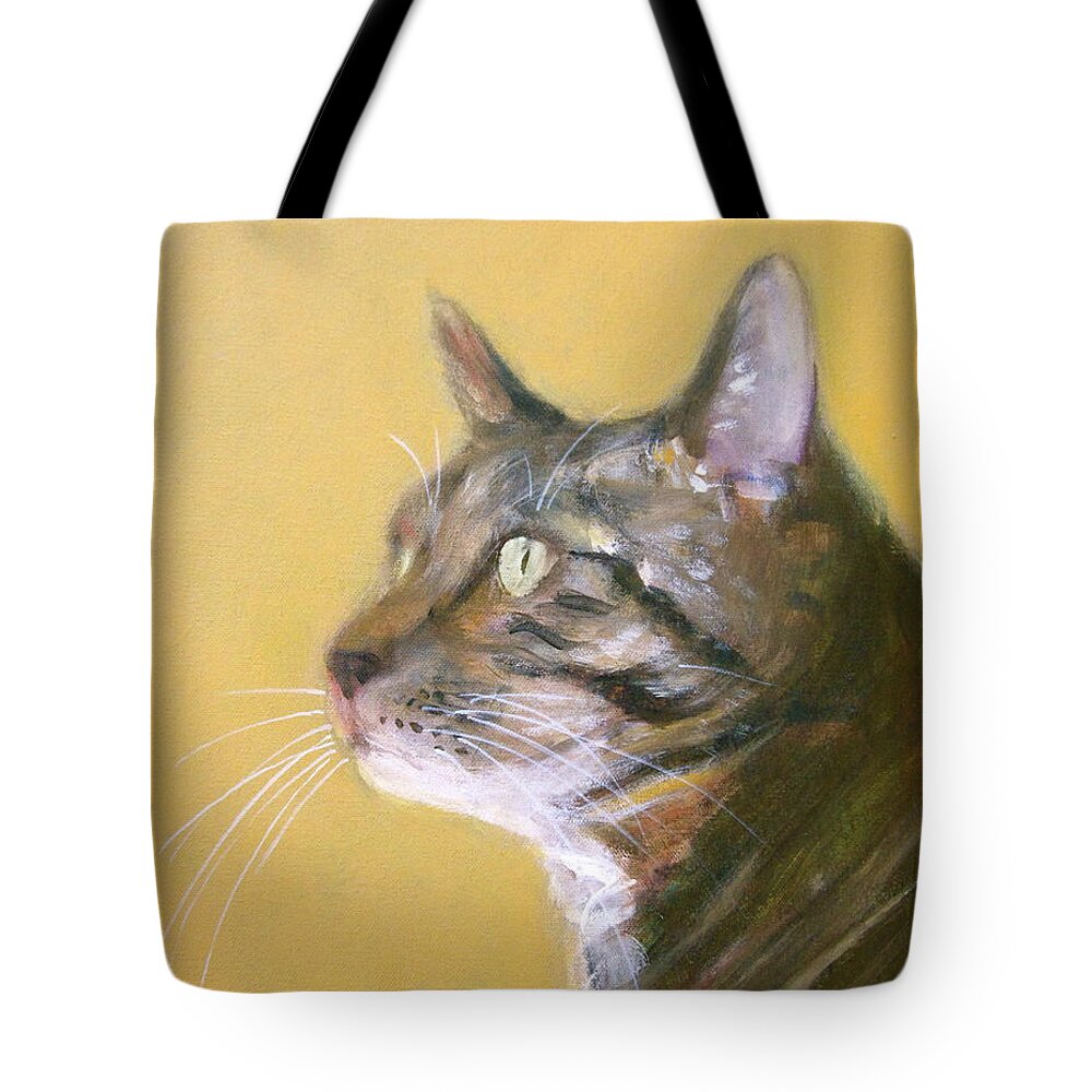 George The Cat Tote Bag featuring the painting George the Cat by Kazumi Whitemoon