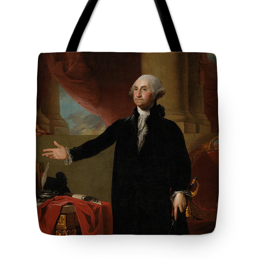 George Washington Tote Bag featuring the painting George Washington Lansdowne Portrait by War Is Hell Store