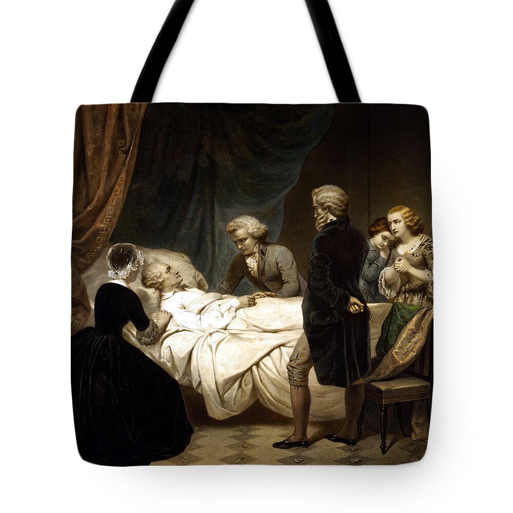George Washington Tote Bag featuring the painting George Washington On His Deathbed by War Is Hell Store
