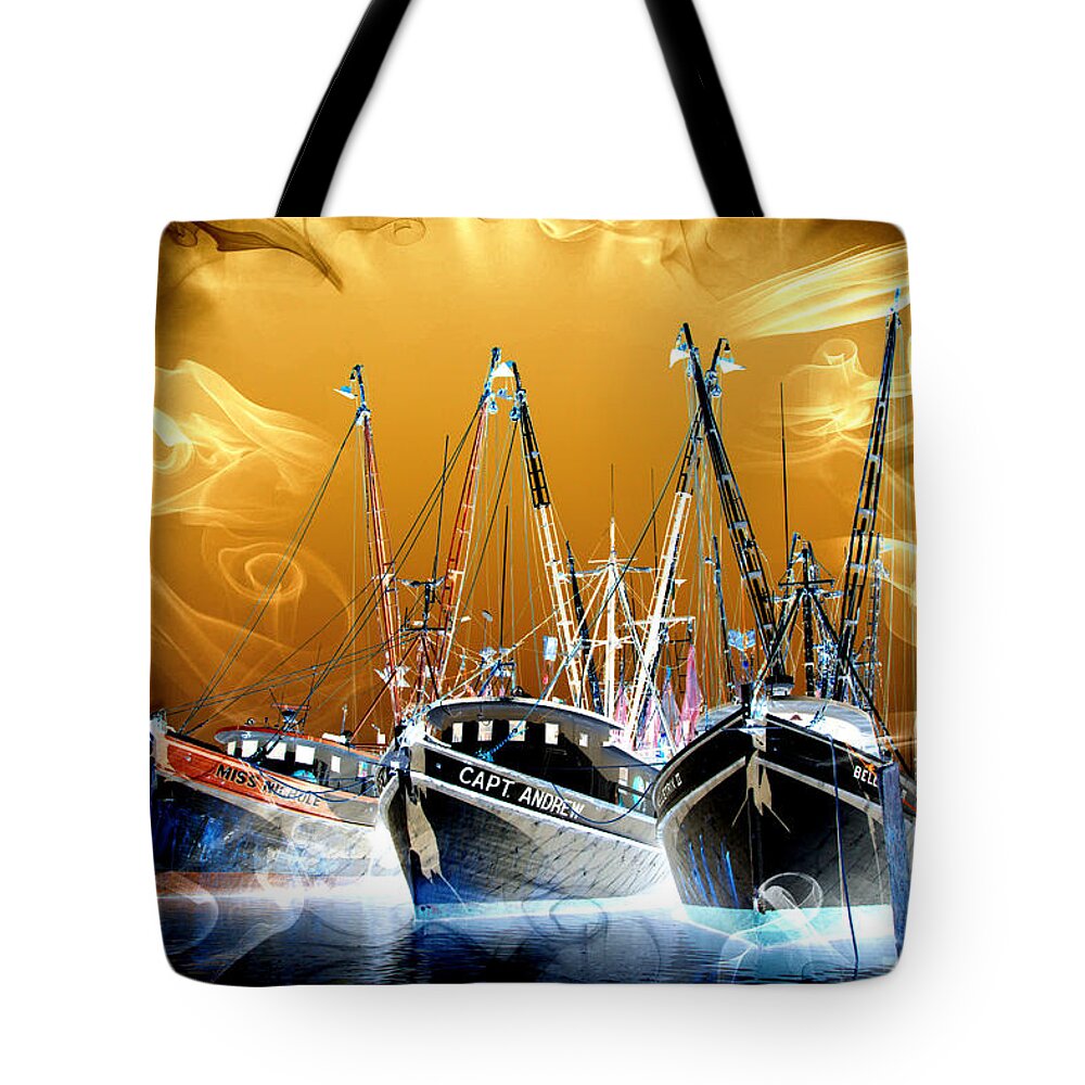 Georgetown Tote Bag featuring the photograph Georgetown Fantasy Shrimpers by Bill Barber