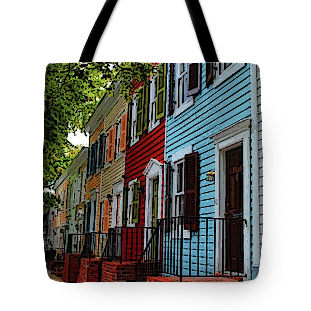 Georgetown Tote Bag featuring the photograph Georgetown Shutter Row by Jost Houk