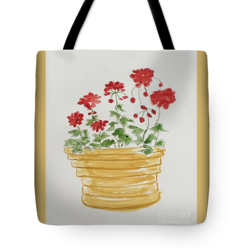 Original Art Work Tote Bag featuring the painting Poppies in a Pot by Theresa Honeycheck