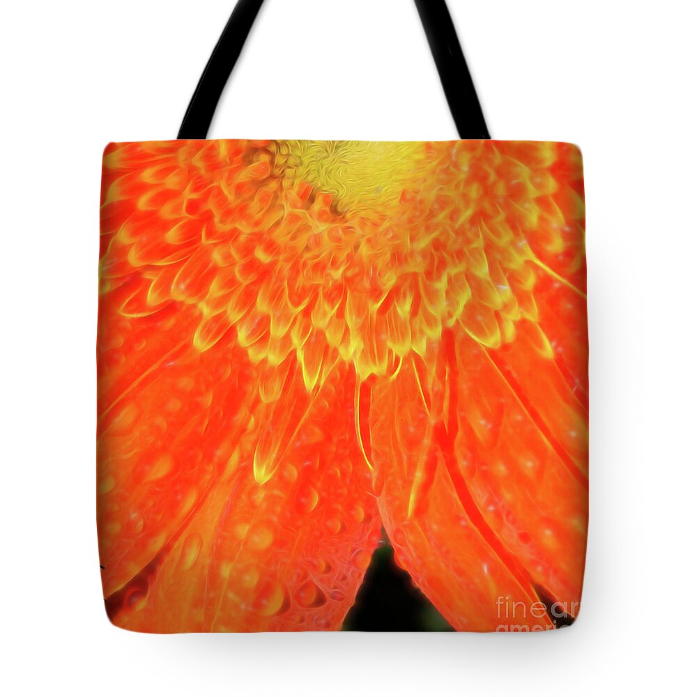 Gerbera Flower Tote Bag featuring the photograph Gerbera Fire by Margaux Dreamaginations