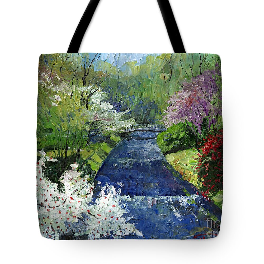 Oil Tote Bag featuring the painting Germany Baden-Baden Spring by Yuriy Shevchuk