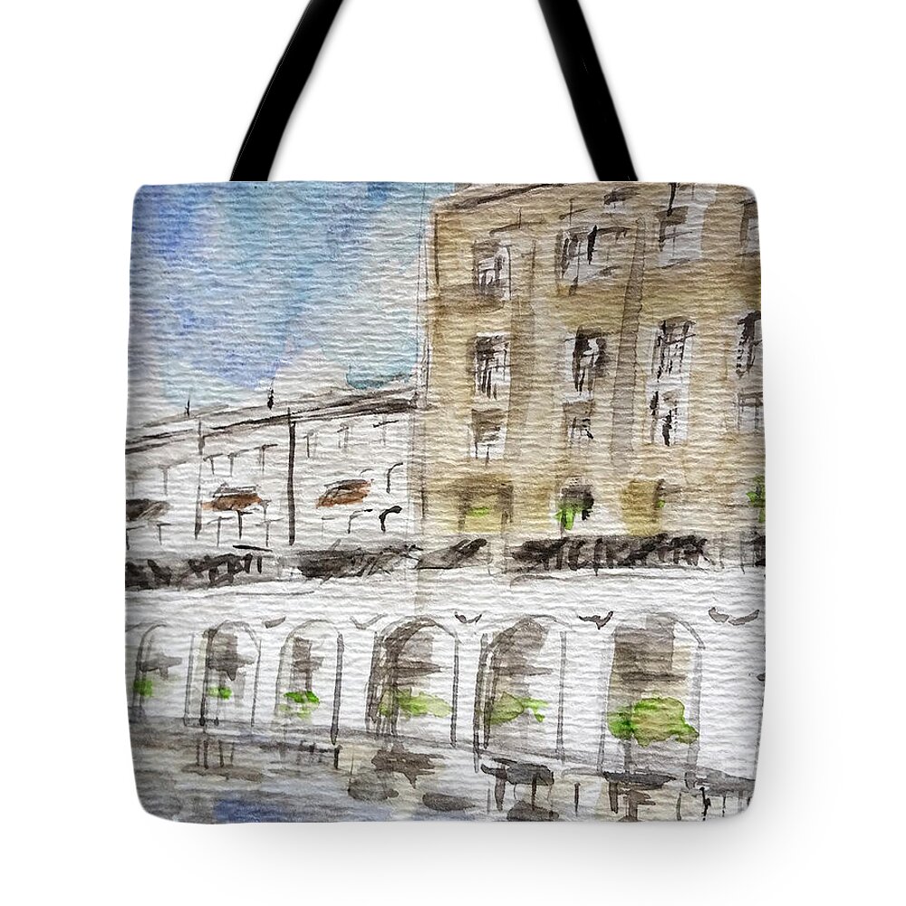 Watercolor Tote Bag featuring the painting Germany Impression by Leslie Ouyang